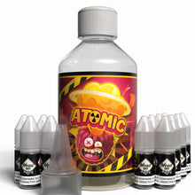 Load image into Gallery viewer, The Brews Bros Atomic 250ml Short Fill E Liquid Sour Raspberry Flavour with Twelve 10ml Nicotine Shots