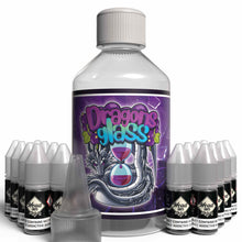 Load image into Gallery viewer, The Brews Bros Dragons Glass 250ml Short Fill E Liquid Blackcurrant Menthol Flavour with Sixteen 10ml Nicotine Shots
