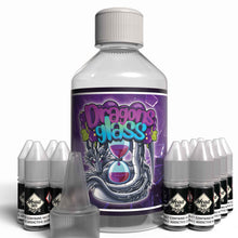 Load image into Gallery viewer, The Brews Bros Dragons Glass 250ml Short Fill E Liquid Blackcurrant Menthol Flavour with Twelve 10ml Nicotine Shots