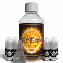 Load image into Gallery viewer, The Brews Bros Holy Trinity 250ml Short Fill E Liquid Creme Brulee Flavour with Eight 10ml Nicotine Shots
