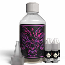 Load image into Gallery viewer, The Brews Bros Sinner 250ml Short Fill E Liquid Blackcurrant Menthol Aniseed Flavour with Four 10ml Nicotine Shots