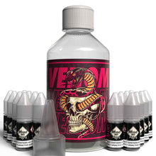 Load image into Gallery viewer, The Brews Bros Venom 250ml Short Fill E Liquid Peach and Raspberry Flavour with Sixteen 10ml Nicotine Shots