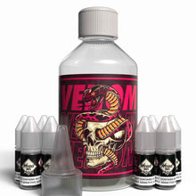 Load image into Gallery viewer, The Brews Bros Venom 250ml Short Fill E Liquid Peach and Raspberry Flavour with Eight 10ml Nicotine Shots
