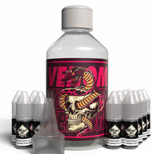 Load image into Gallery viewer, The Brews Bros Venom 250ml Short Fill E Liquid Peach and Raspberry Flavour with Twelve 10ml Nicotine Shots