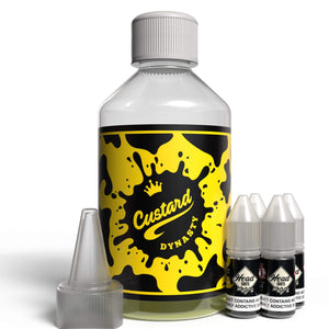 The Brews Bros Custard Dynasty 250ml Short Fill E Liquid Caramel Custard Shortbread Flavour with Four 10ml Nicotine Shots