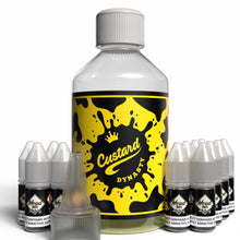 Load image into Gallery viewer, The Brews Bros Custard Dynasty 250ml Short Fill E Liquid Caramel Custard Shortbread Flavour with Twelve 10ml Nicotine Shots
