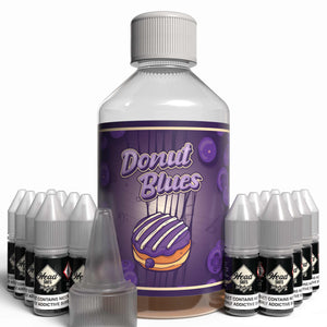 The Brews Bros Donut Blues 250ml Short Fill E Liquid Blueberry Doughnut Flavour with Sixteen 10ml Nicotine Shots