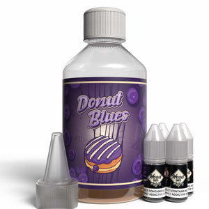 The Brews Bros Donut Blues 250ml Short Fill E Liquid Blueberry Doughnut Flavour with Four 10ml Nicotine Shots