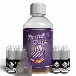 The Brews Bros Donut Blues 250ml Short Fill E Liquid Blueberry Doughnut Flavour with Eight 10ml Nicotine Shots