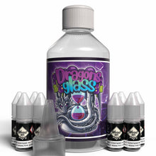 Load image into Gallery viewer, The Brews Bros Dragons Glass 250ml Short Fill E Liquid Blackcurrant Menthol Flavour with Eight 10ml Nicotine Shots
