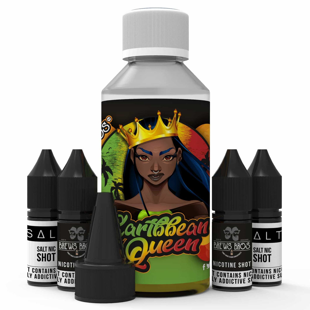 The Brews Bros Caribbean Queen 250ml Short fill e liquid with nicotine shots