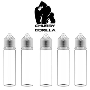 pack of five clear chubby gorilla 60ml e liquid bottles